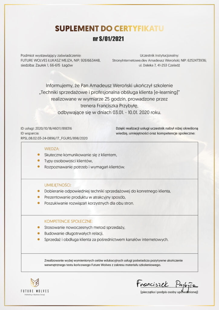 amadeusz weronski suplement